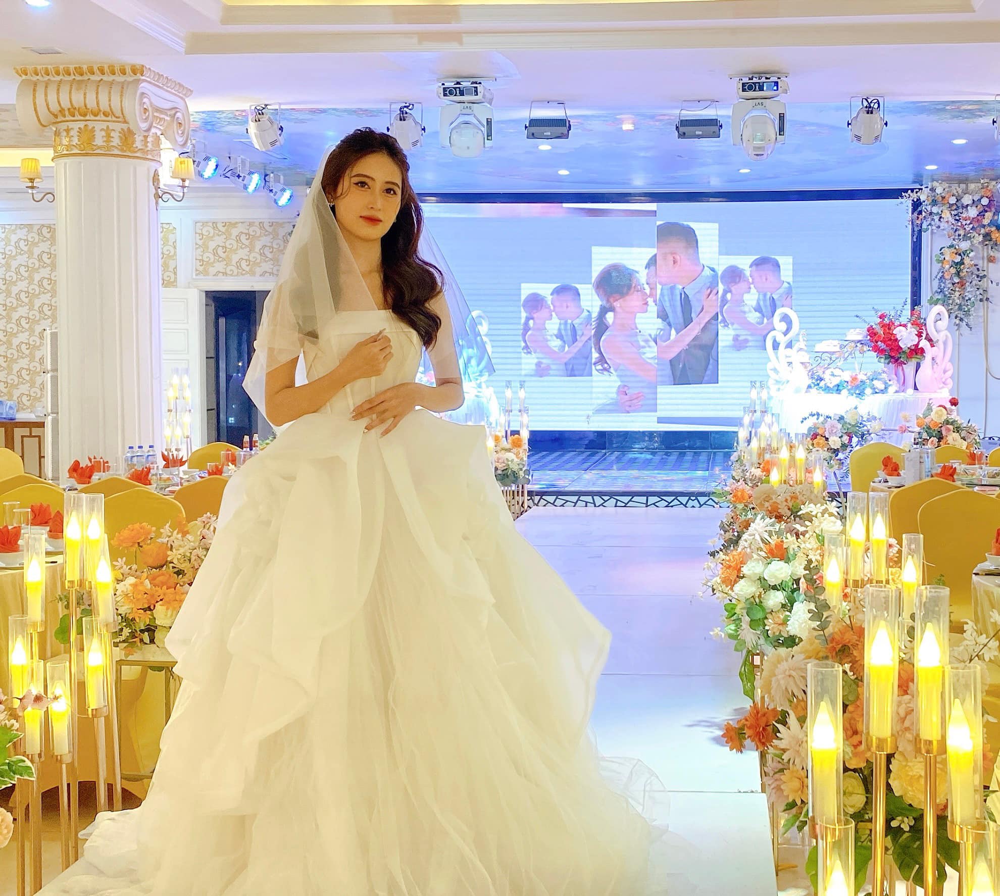 Cô dâu Gia Linh xinh đẹp bên chú rể Thanh Giang. 